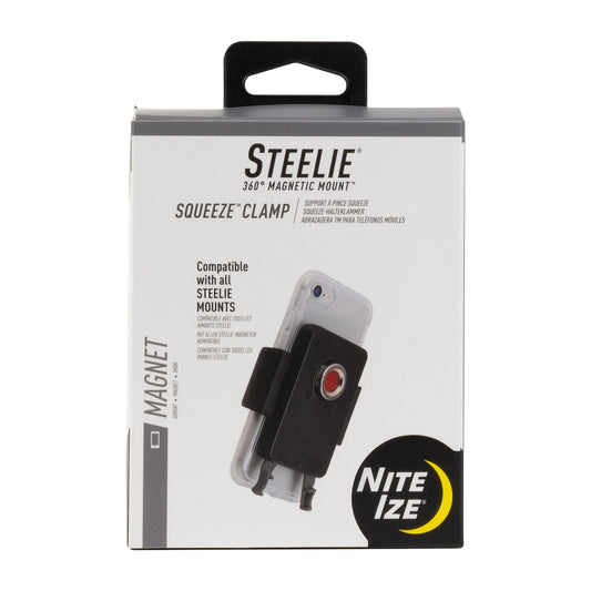 Nite Ize Steelie Squeeze Clamp - Universal Dashboard Mount for Hands-Free Use - Easy-Squeeze Levers - Continuous Force Springs - 360-Degree Rotation