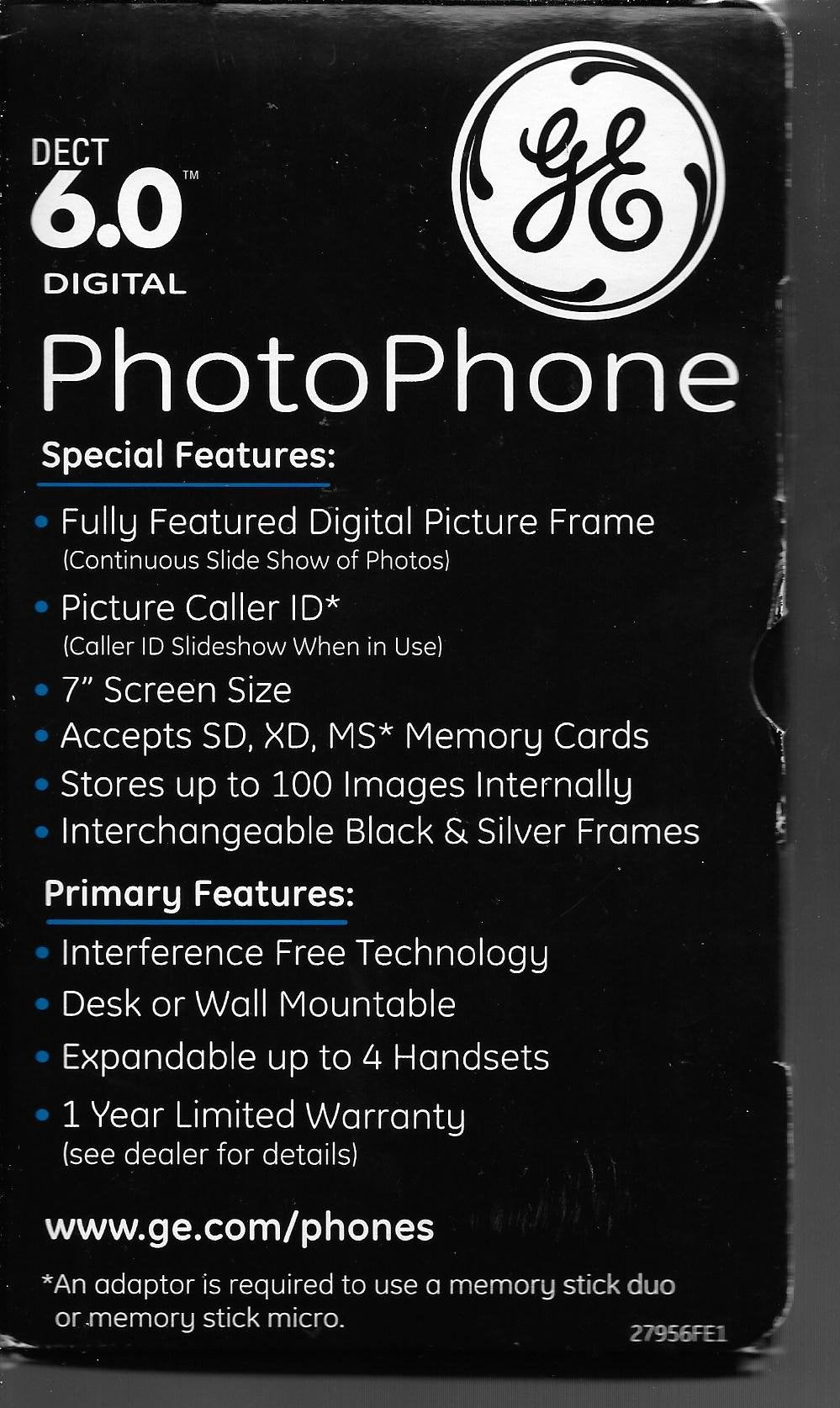 GE 27956FE1 Dect 6.0 Photo Phone with Photo CID