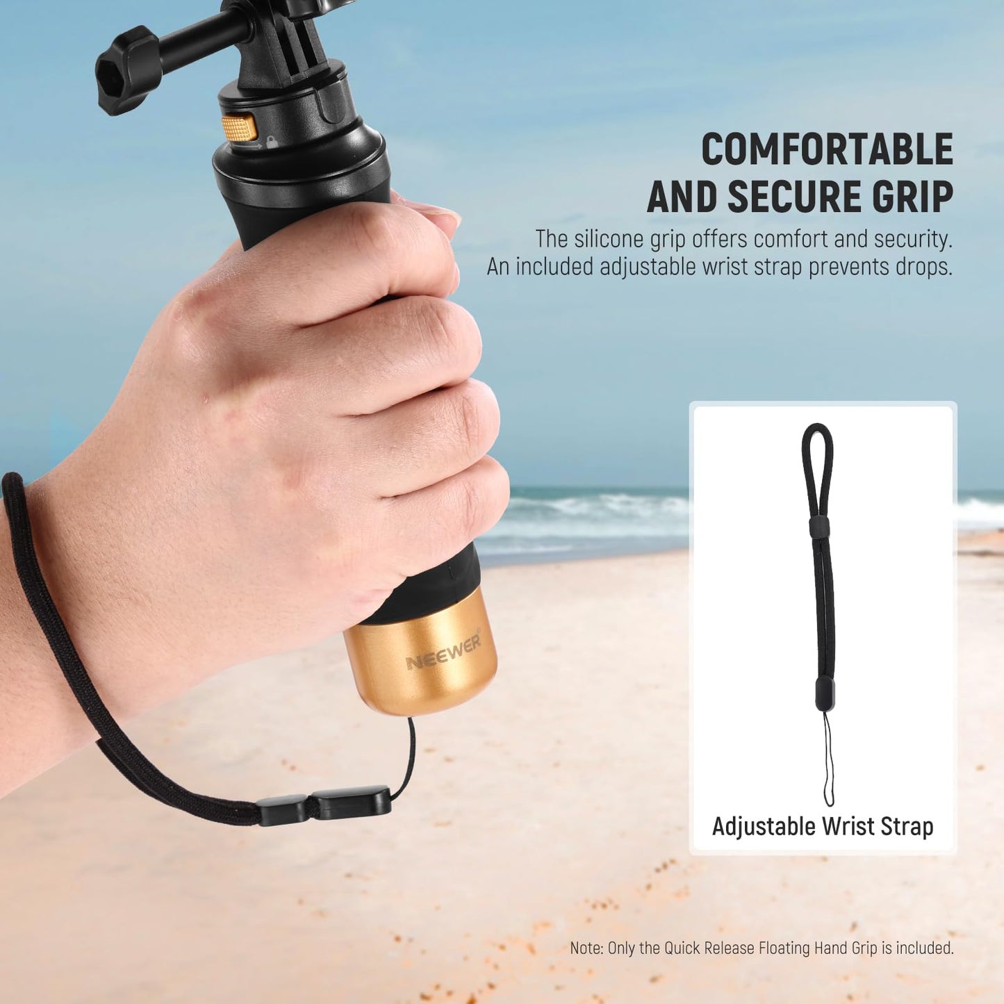 Neewer Floating Hand Grip for Action Camera with Quick Release Mount Adapter, 1/4" Screw Adapter & Wrist Strap, Underwater Handle Stick Accessories