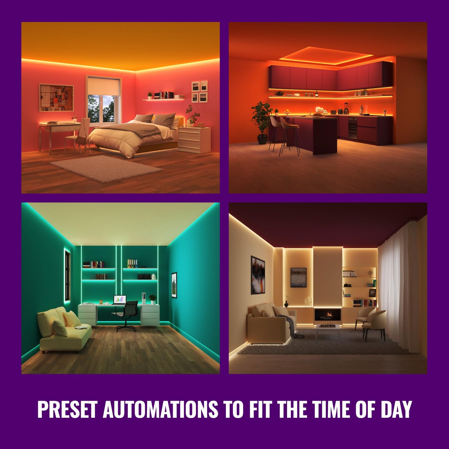 WiZ Connected Smart Light Strip, Sunset/Sunrise Automation, Preset Modes, Control with Voice or App, Full Color RGB Lighting, Voice Control, 50ft Cut