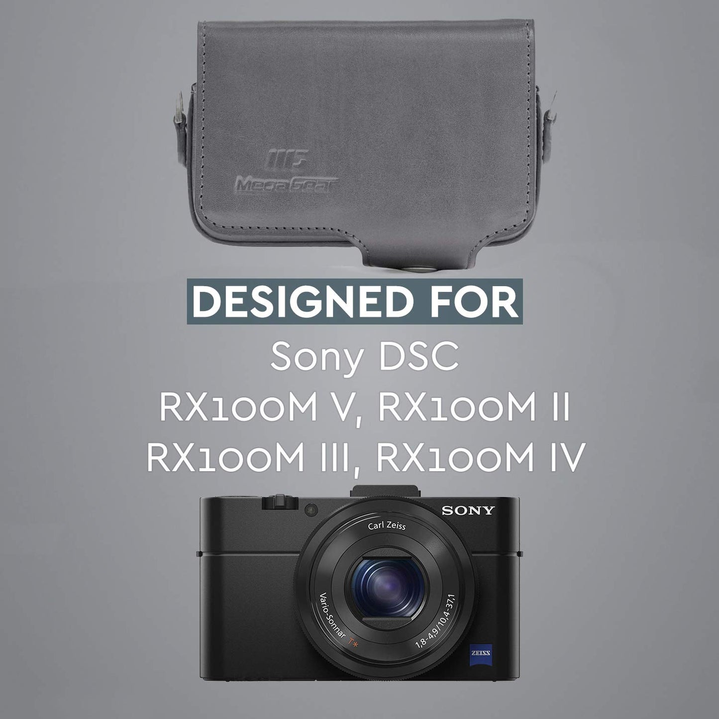 MegaGear Leather Camera Case with Strap Compatible with Sony Cyber-Shot DSC-RX100 VII, ZV-1, DSC-RX100 VI, DSC-RX100 V, DSC-RX100 IV, DSC-RX100 III