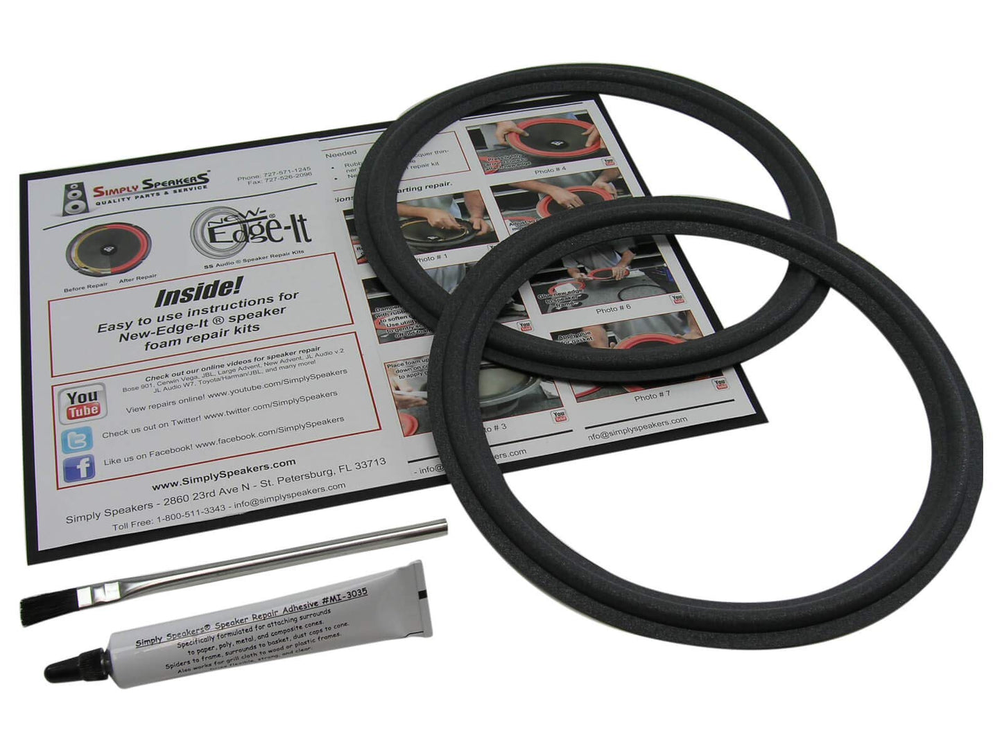 Simply Speakers 10 Inch Foam Speaker Repair Kit Compatible witj JBL LE10, LE111, FSK-9JBL (Pair)