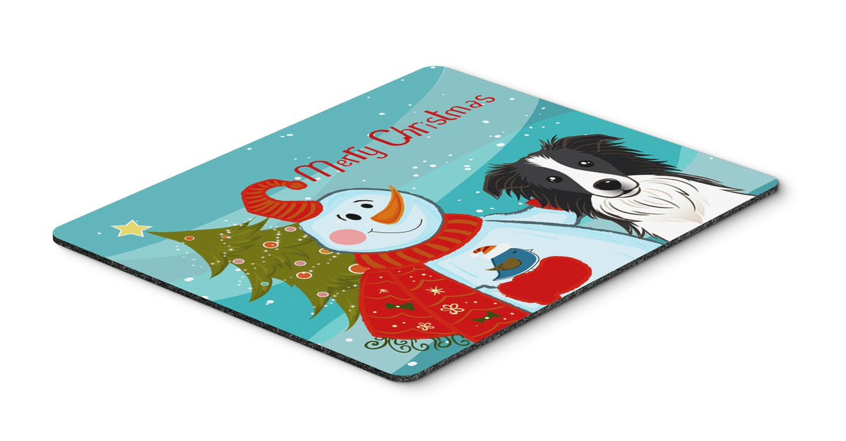 Caroline's Treasures BB1861MP Snowman with Border Collie Mouse Pad, Hot Pad or Trivet, Large, Multicolor