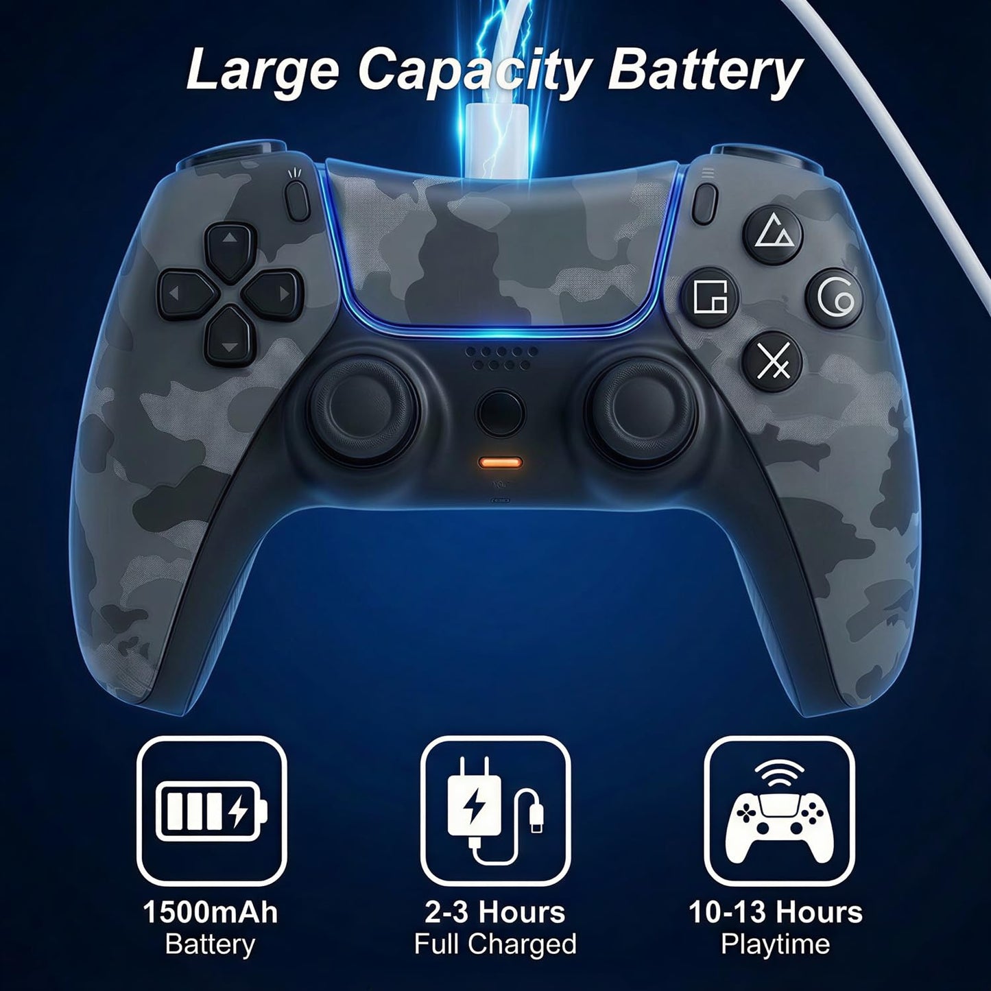 Autker Wireless Controller for PS5 with1500mAh Battery, Dual Vibration, 3.5mm Audio Jack, Speaker, 6-Axis Motion Gamepad Compatible with PS5 Slim/PS5