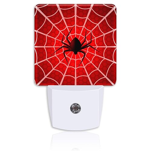 Neidius Red Spider Web Night Light,Cobweb Trap Gossamer Plug-in Night Light Auto Dusk-to-Dawn Sensor Energy Efficient LED Lamp for Room