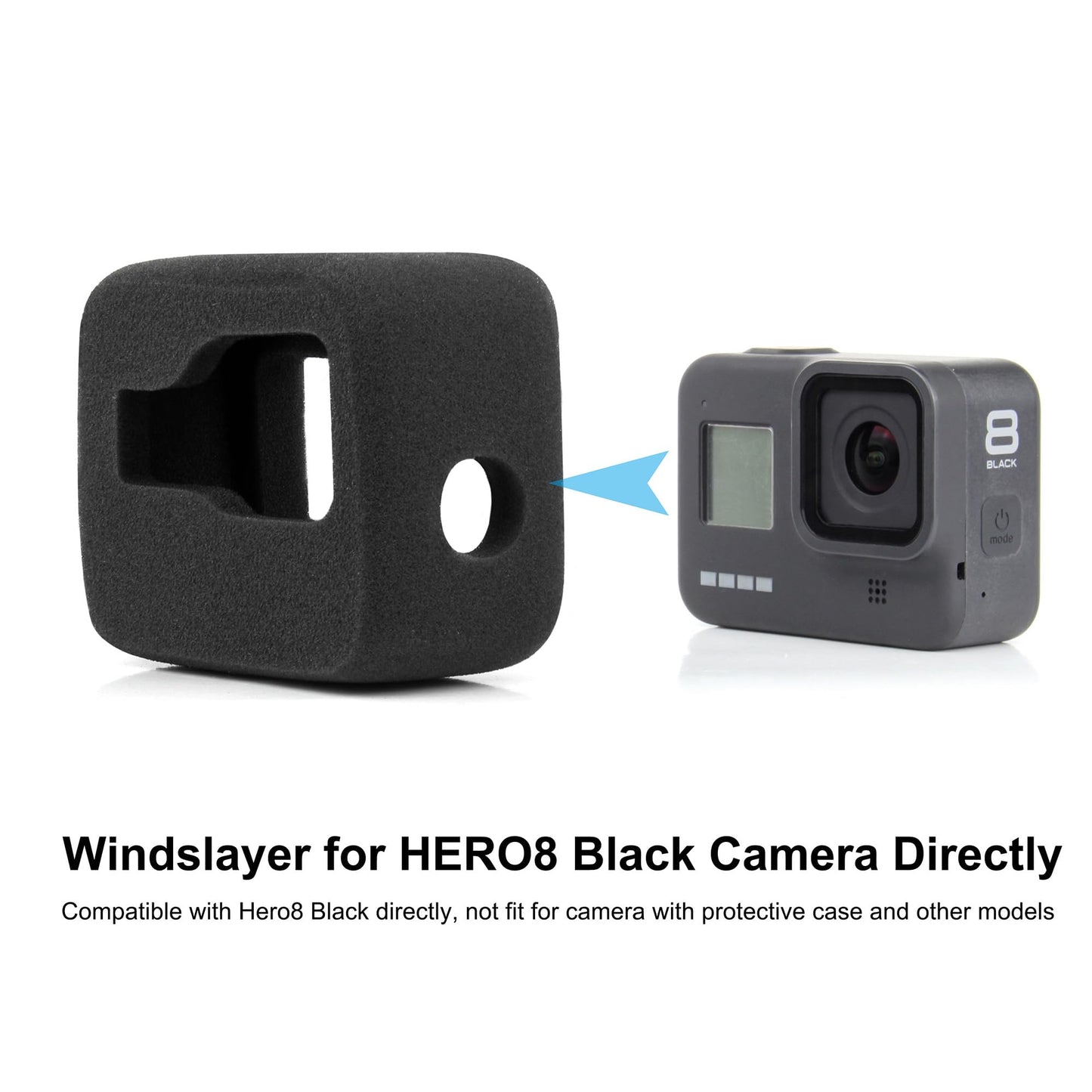 GEPULY 2-Pack Windslayer Cover Housing Frame Case for GoPro Hero 8 Black, Reduces Wind Noise for Optimal Audio Recording