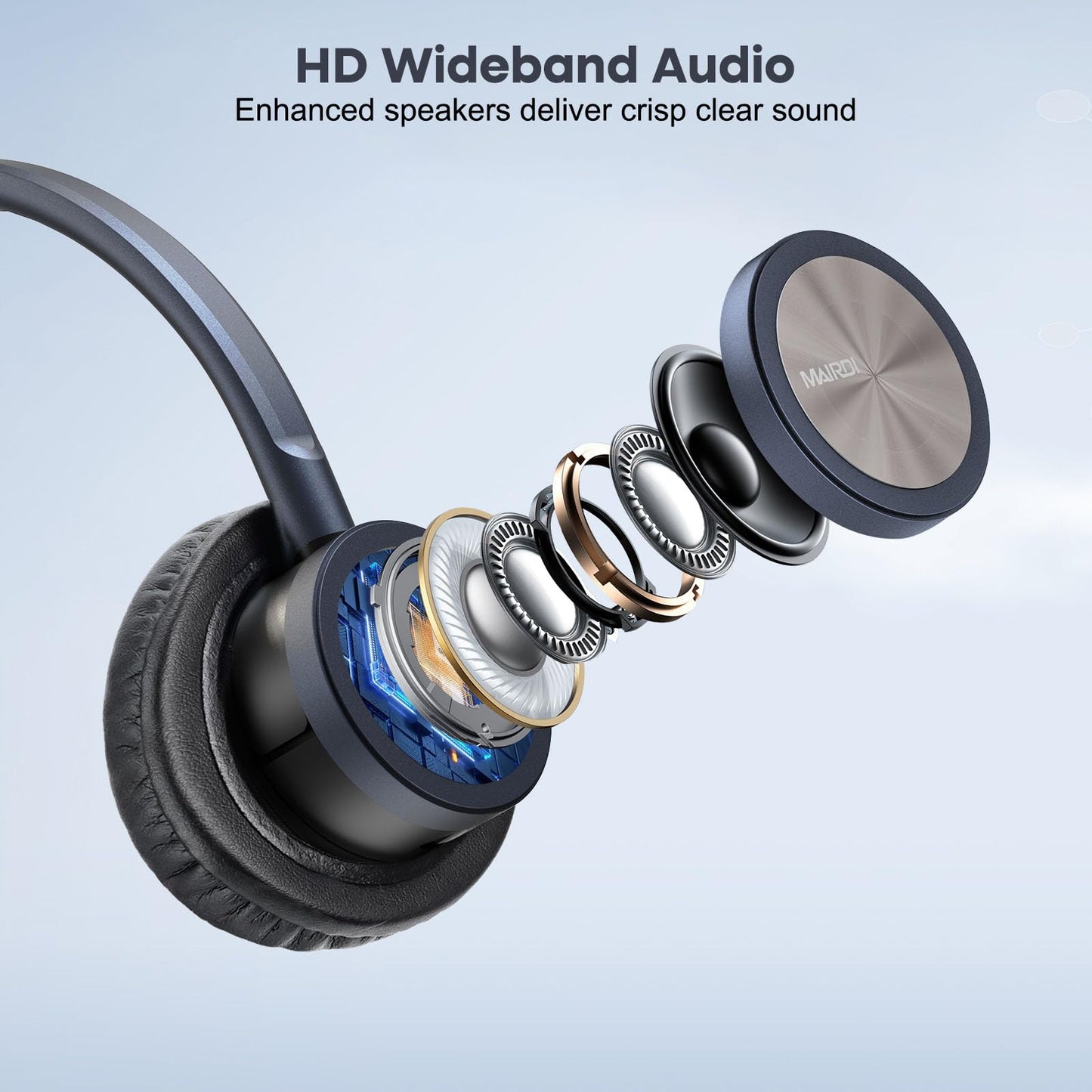 MAIRDI Phone Headset with 2.5mm & 3.5mm Connector for Deskphone Cell Phone PC Laptop, CallCenter Office Headset with Noise Cancelling Microphone