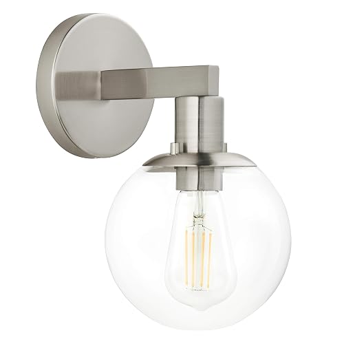 Linea di Liara Glass Globe Brushed Nickel Wall Sconce Lighting Sferra Mid Century Modern Sconces Wall Lighting Fixture Bathroom Vanity Wall Sconces