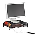 Safco Products Onyx Mesh Monitor Stand 2159BL, Black Powder Coat Finish, Durable Steel Mesh Construction
