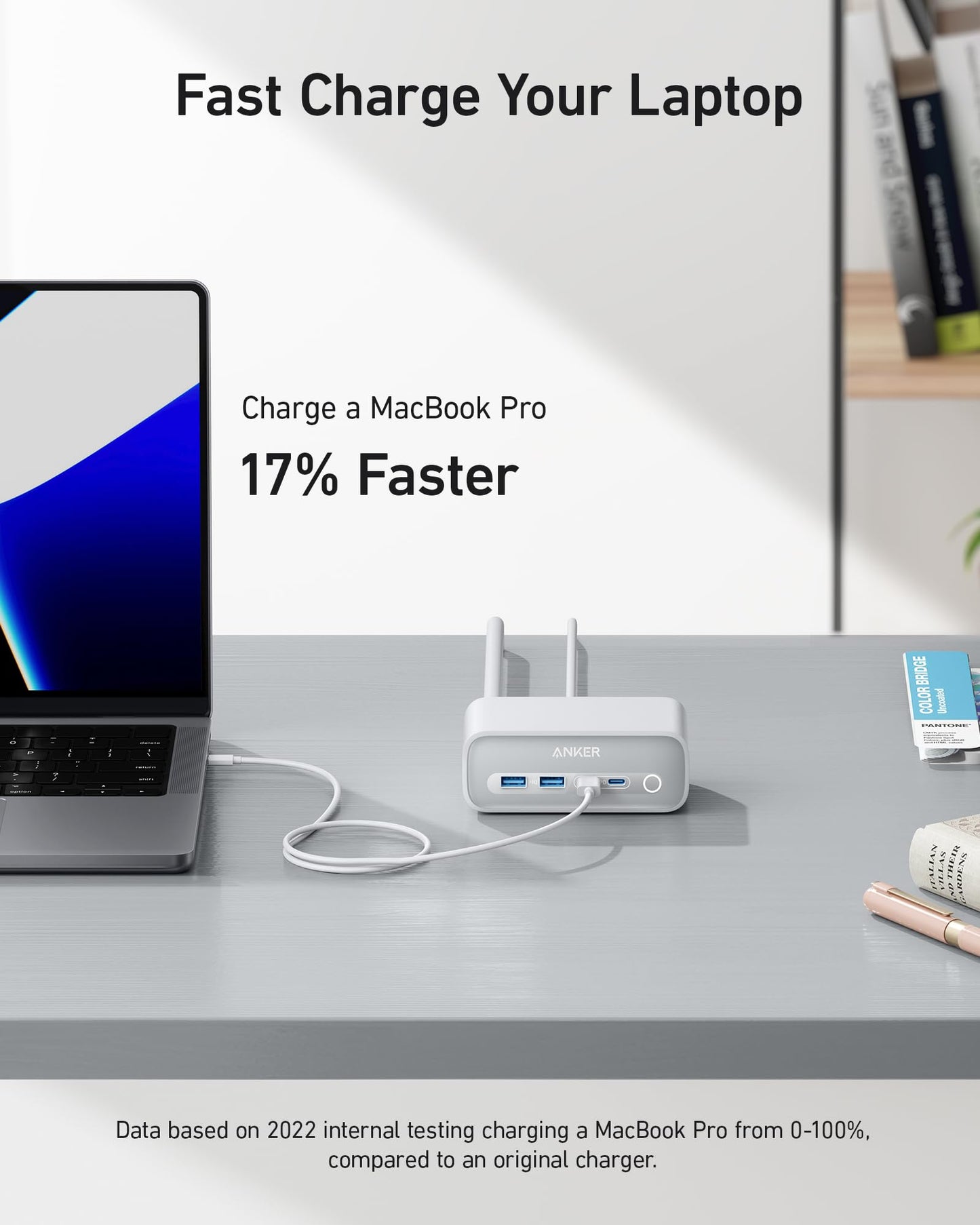 Anker 525 Charging Station, 7-in-1 USB C Power Strip for iphone13/14, 5ft Extension Cord with 3AC,2USB A,2USB C,Max 65W Power Delivery Desktop