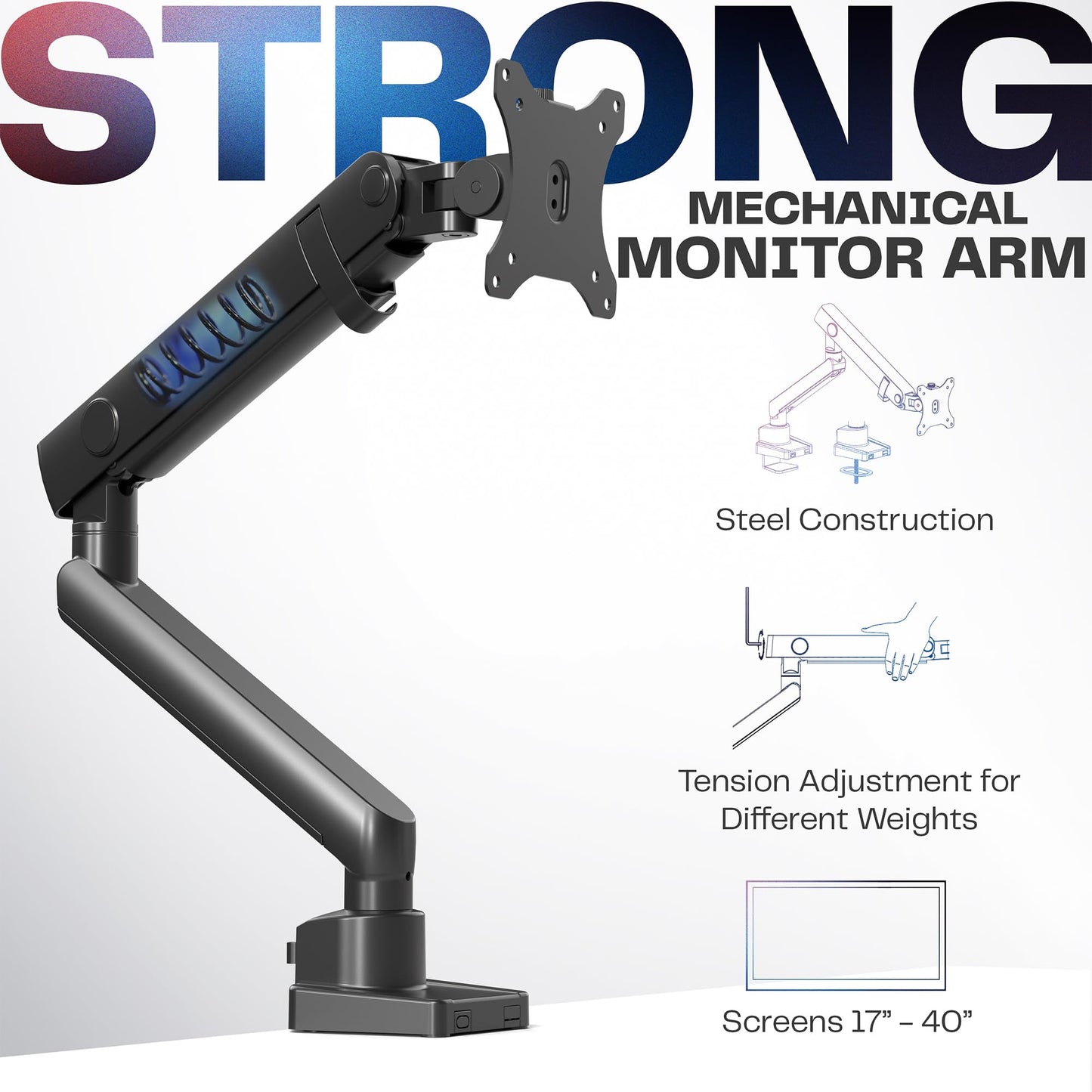 VIVO Premium Aluminum Full Motion Single Ultrawide Monitor Desk Mount Stand with Lift Engine Arm, Fits Screens up to 40 inches, STAND-V101BB