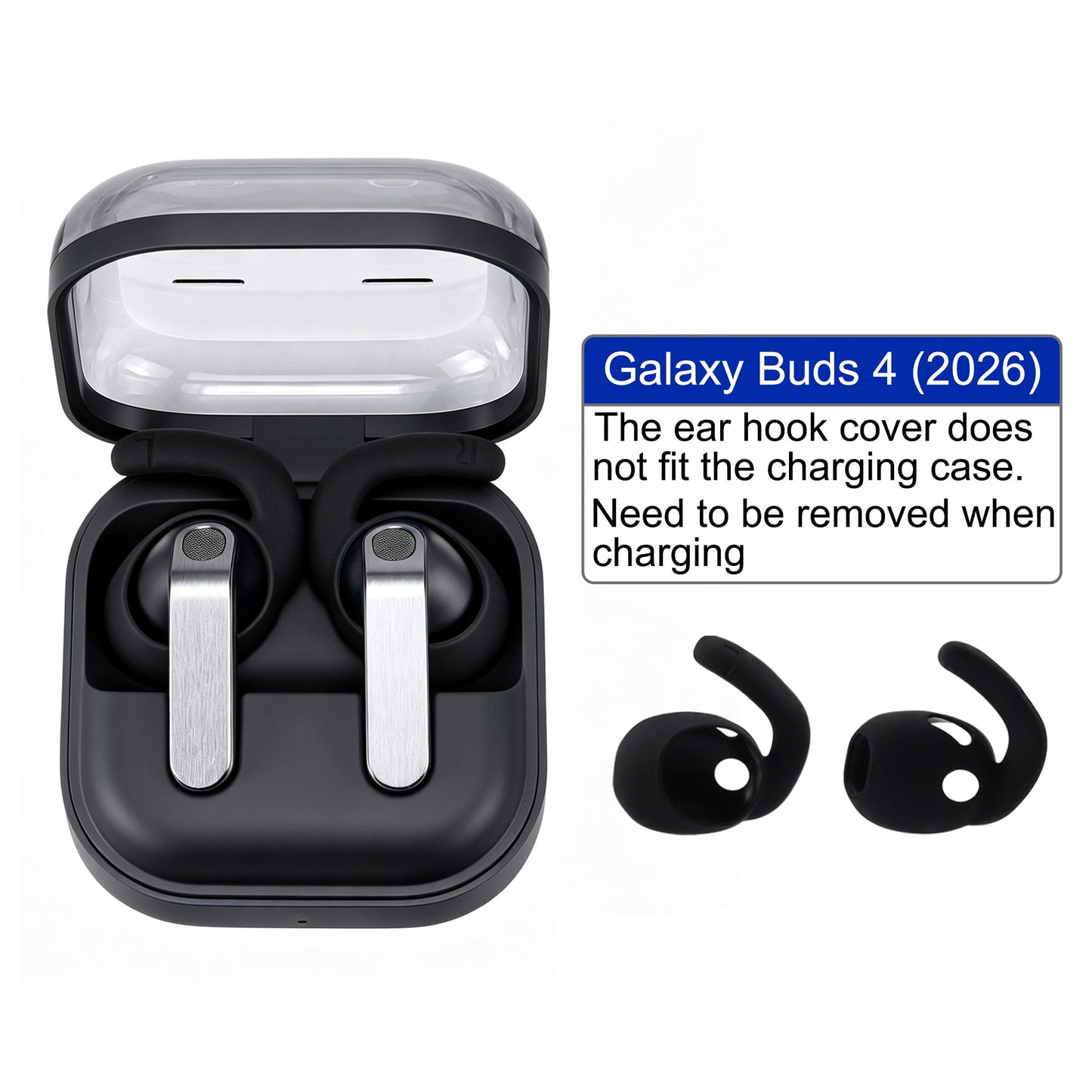 XMTYAN Ear Hooks for Samsung Galaxy Buds 4 (2026 Release), Soft Silicone Wingtip Anti-Slip Ear Covers with Secure Fit for Running, Workout and Daily
