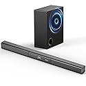 HIXICOPA 2.1 Channel Sound Bar with Wired Subwoofer, Dorby Audio 35in Detachable TV Soundbar, Bluetooth, HDMI-ARC, Optical, AUX, USB, FM, Coaxial