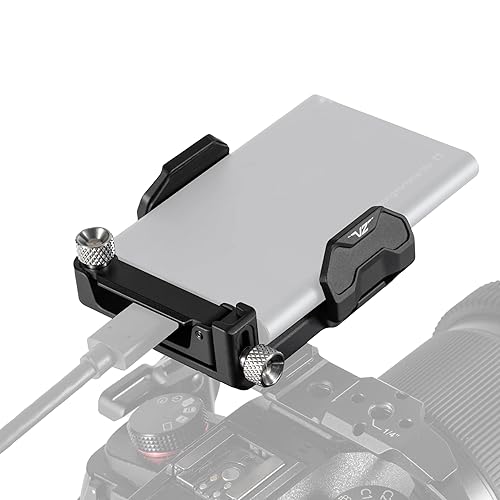 Tilta Universal SSD Drive Holder V2 - Black | Compatible with Most Camera Cages via 1/4"-20 Threads | Extendable Cable Clamp | Rubber Protection |