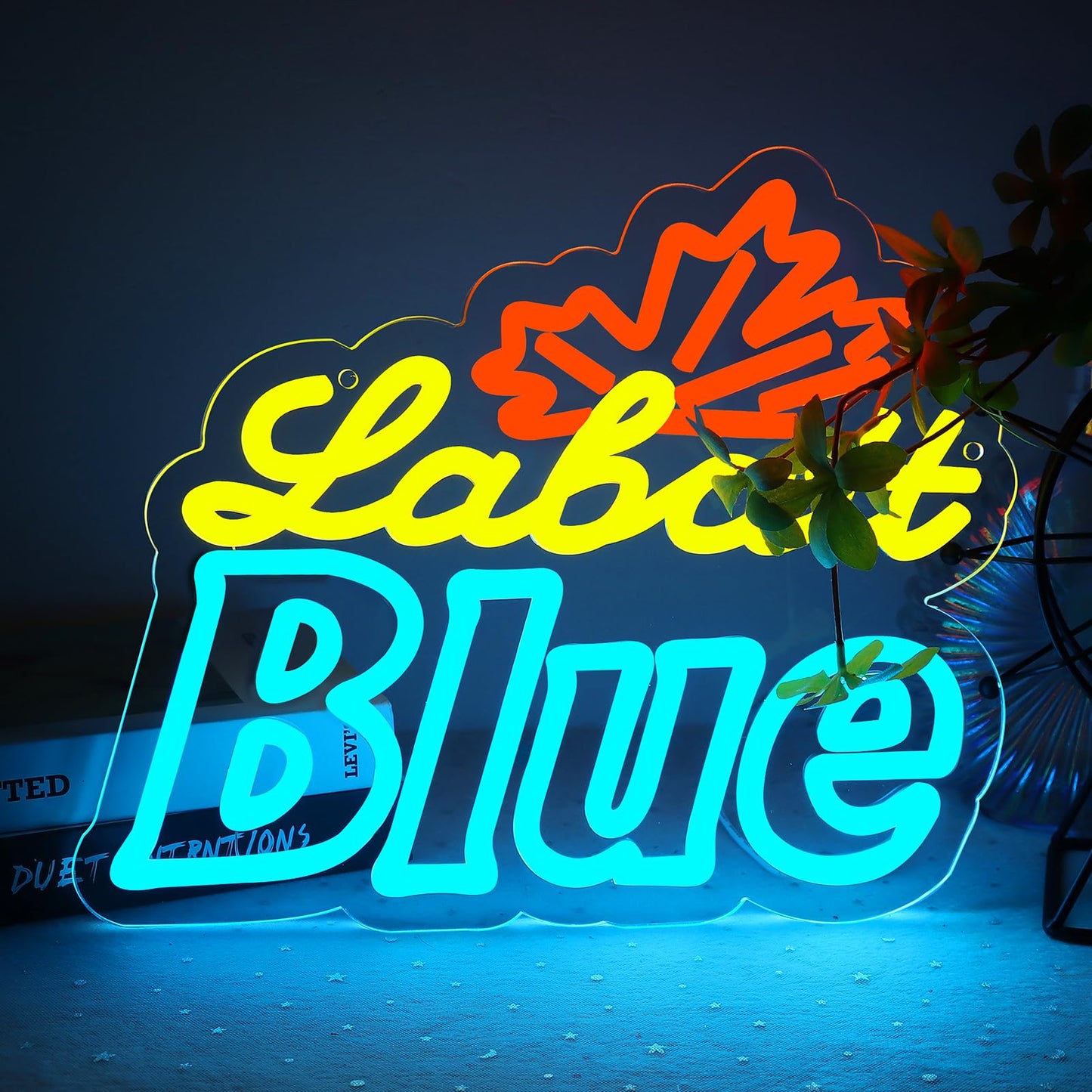 VIIFF Iconic Blue Beer Neon Sign 12.2x11.7 Inch Dimmable USB Wall Decor for Man Cave Bar Garage Game Room