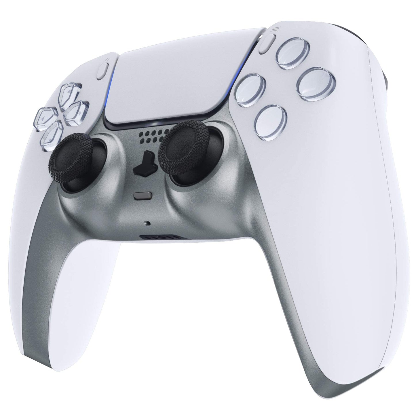 eXtremeRate Metallic Steel Gray Decorative Trim Shell Compatible with p s 5 Controller, DIY Replacement Clip Shell, Custom Plates Cover Compatible