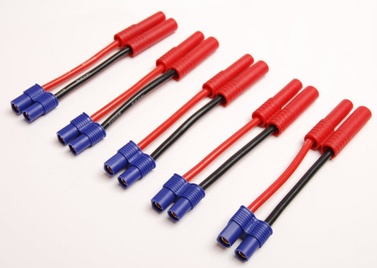 Pack(5) EC3 Female to 4MM 4.0MM Bullet Connector Adapter 14awg for RC HXT Drone Motor Wire