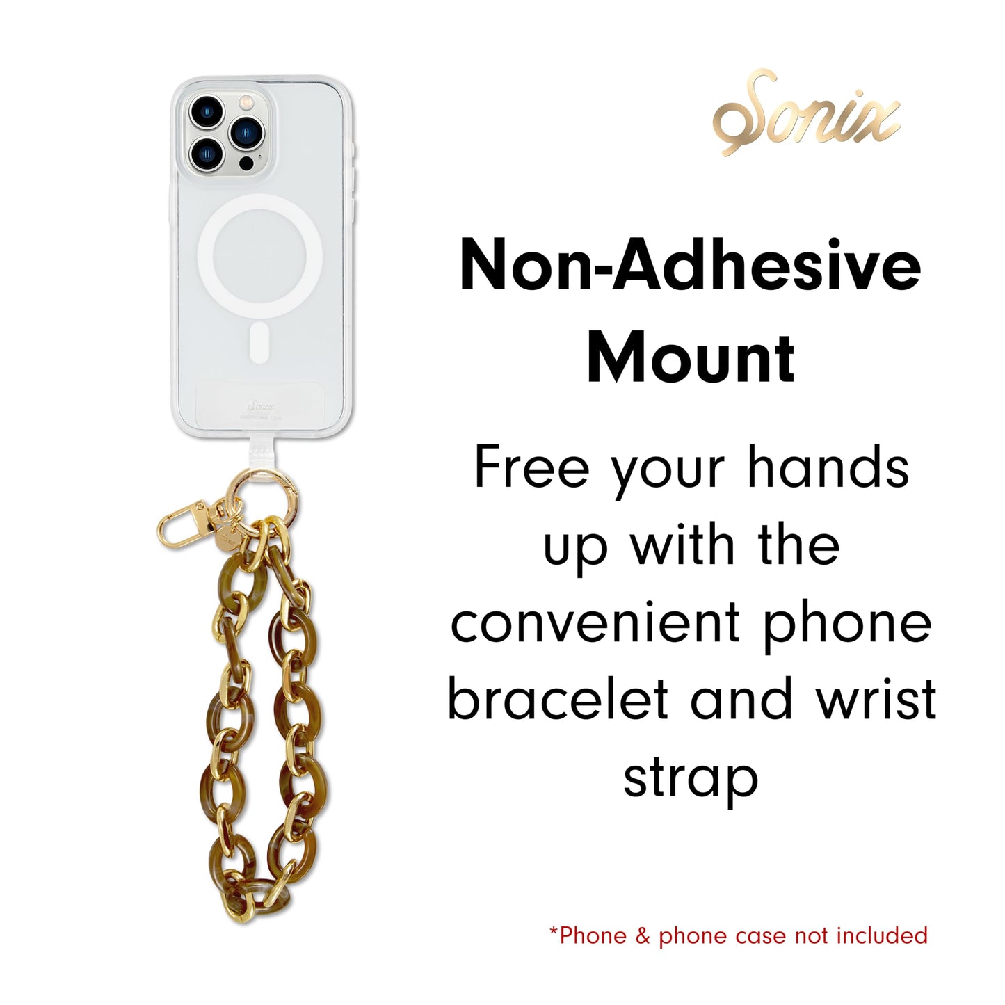 Sonix Phone Wristlet - Detachable Universal Smartphone Wrist Strap, Hands-Free Lanyard Cellphonee Bracelet with Tether Tab | Chain Link | Brown Marble
