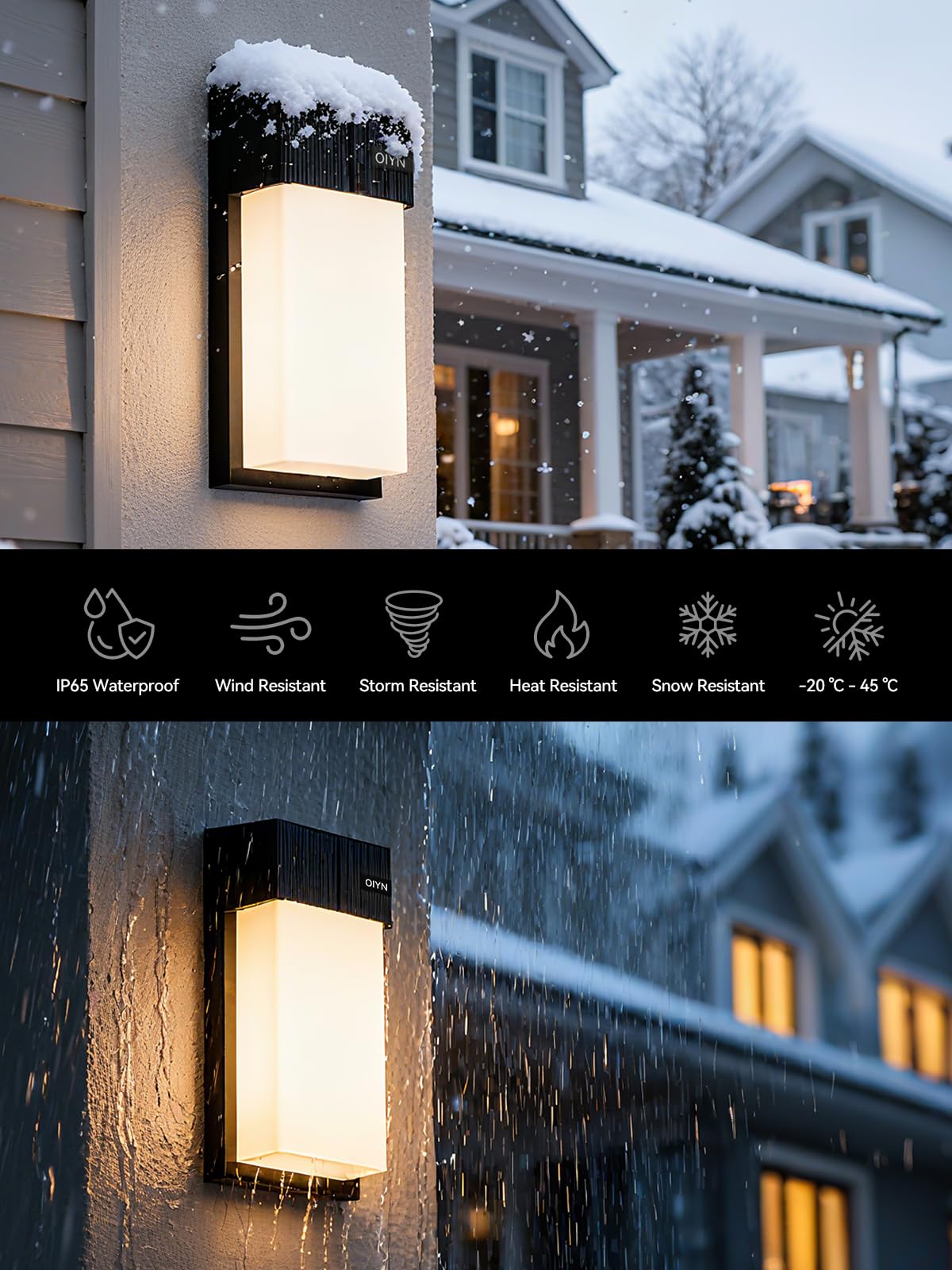 OIYN Outdoor Wall Light, Smart RGBICWW Porch Lights Outdoor, 1500LM Modern Wall Sconce with 30+ Scene Modes, Retome & APP Control, IP65 Waterproof