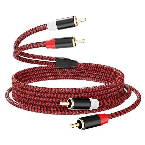 RCA Cable 3Ft,2Rca Male to 2-Rca Male Audio Stereo Subwoofer Cable [Hi-Fi Sound] Nylon-Braided Auxiliary Audio Cord for Home Theater, HDTV