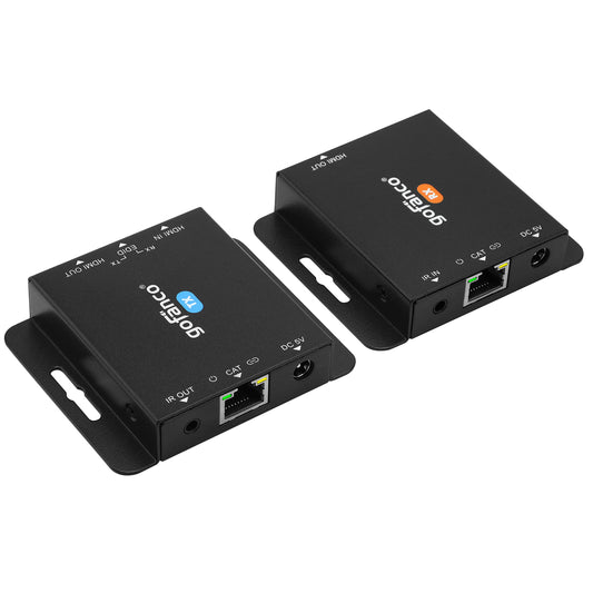 gofanco HDMI Extender Over CAT6/7 at 4K 30Hz - Up to 130ft (4K @30Hz), 230ft (1080p), Loopout, IR Extension, EDID Copy, HDCP 1.4, 7.1ch HD Audio, Near