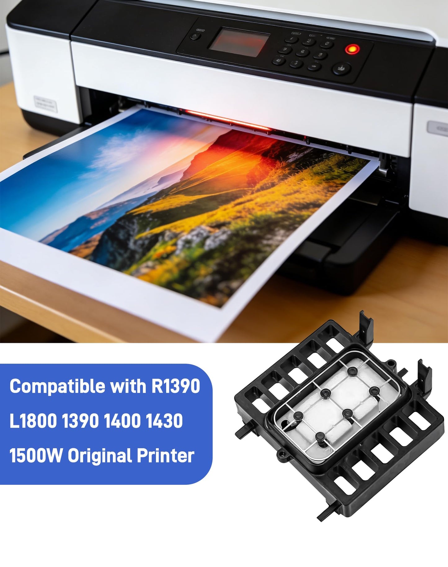 Ademon L1800 DTF Printhead Cap Top, Waste Ink Pad Capping Station Compatible with R1390 L1800 1390 1400 1430 1500W Original Printer