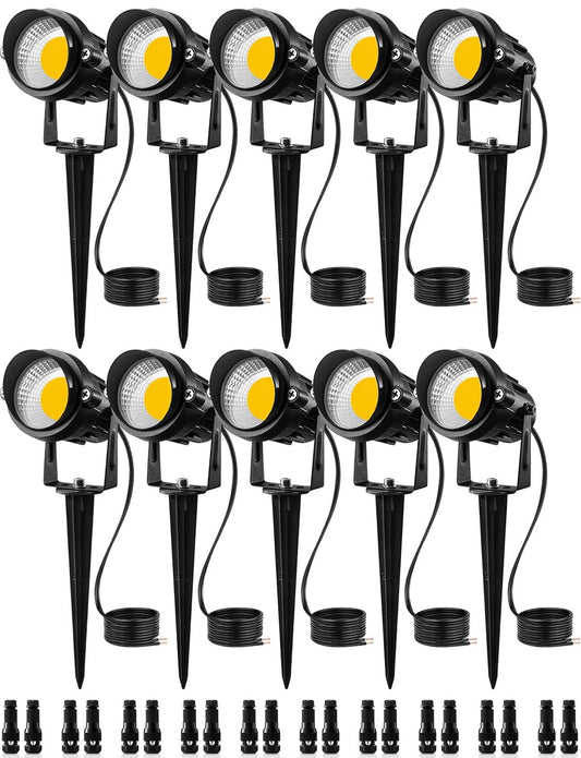 SUNVIE 12W Low Voltage LED Landscape Lights with Connectors, Outdoor 12V Super Warm White (900LM) Waterproof Garden Pathway Lights Wall Tree Flag