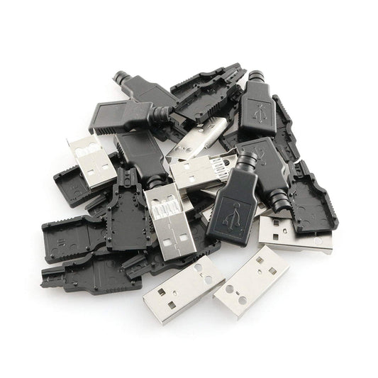 Maxmoral 10PCS USB 2.0 Connector A Type Male 4-Pin Plug with Black Plastic Cover DIY Connector