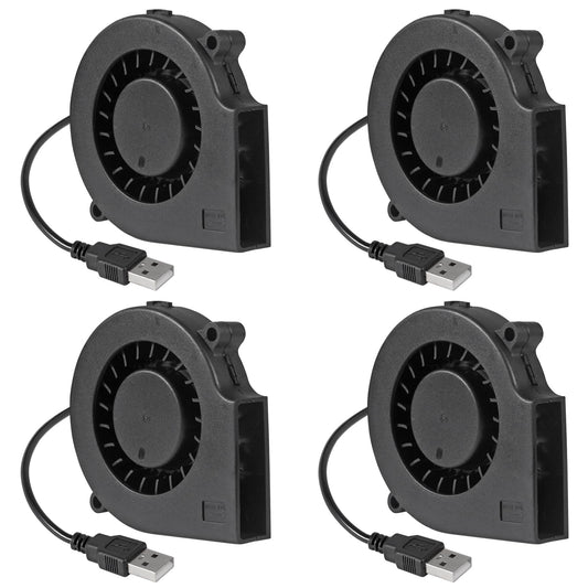 4Pcs 75mm USB Fan 75mm x 15mm Cooling Turbo Blower Fan 5V 7515 USB DC Brushless Small Computer Case Fan Cooler for 3D Printer Cooling Electronics, Air