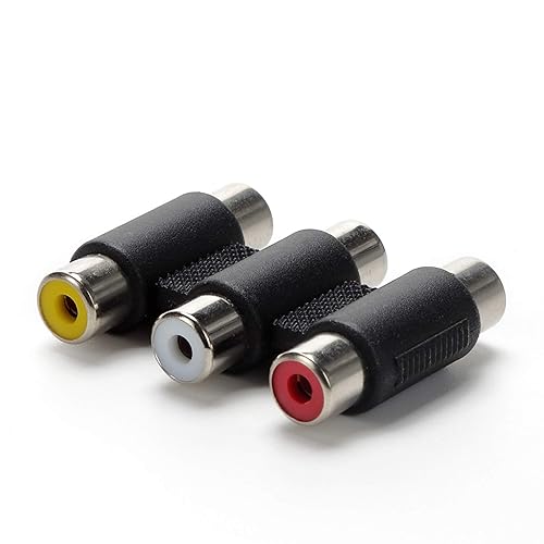 TLS.eagle RCA Connector Audio Video 3-RCA Female to Female Coupler Adapter Pack of 2