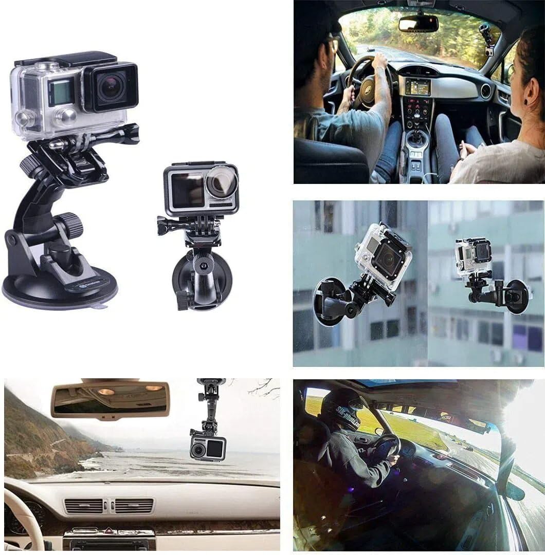 Smatree Suction Cup Mount Compatible for G*pro Action Camera 12/11/10/9/8/7/6/5/4/3+/3/Session/DJI OSMO Action 4/3 Camera