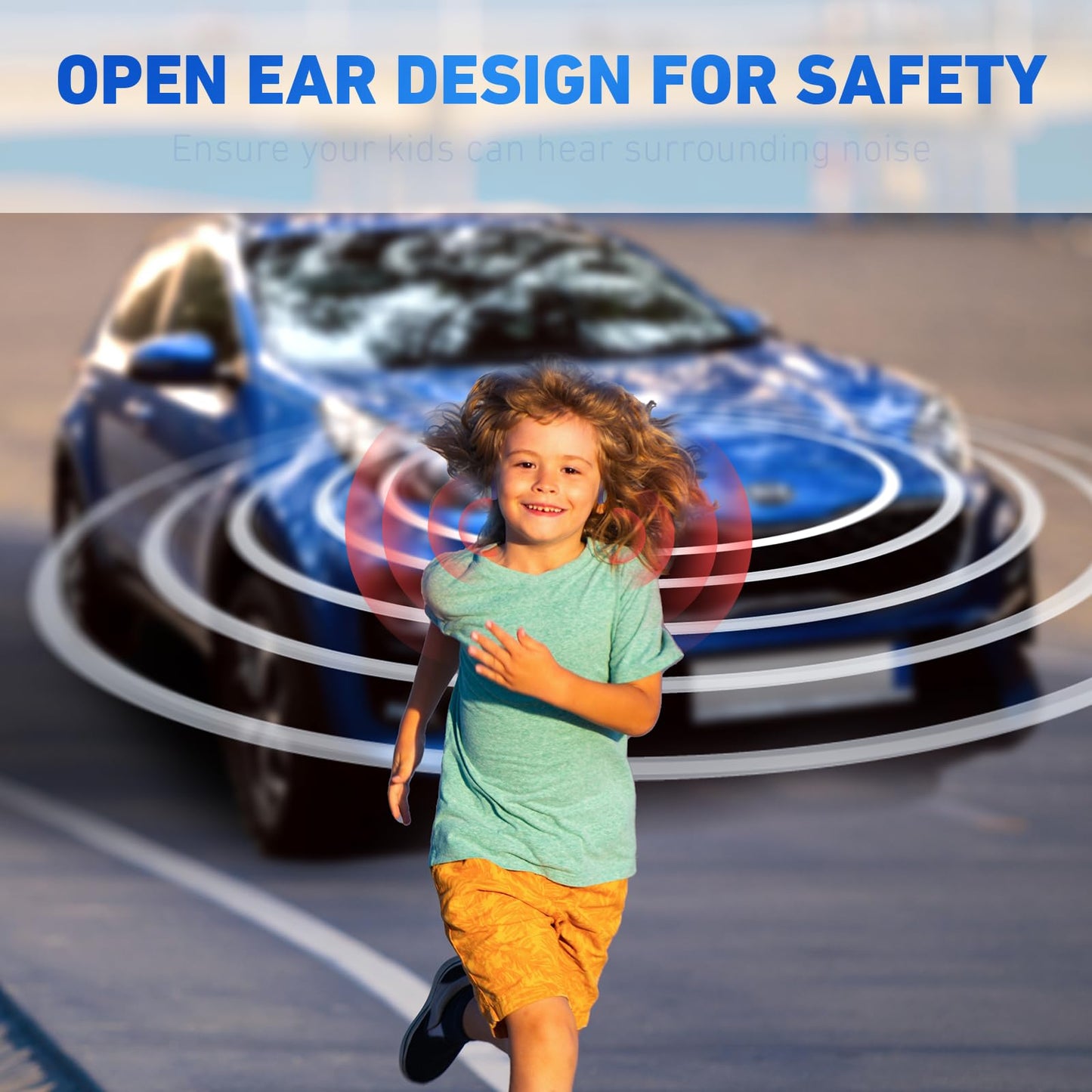 Mehomeli Kids Headphones, Bluetooth 5.2 Air Conduction Open Ear Headphones, 85dB Volume Limiting, Stereo Sound with Mic, IPX5 Waterproof, 20H