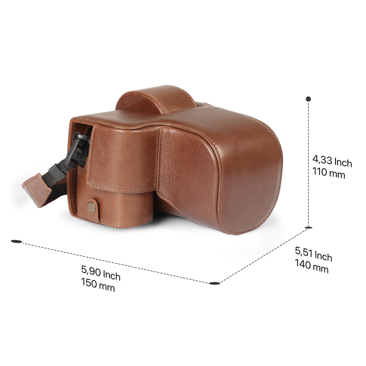 MegaGear Genuine Leather Camera Case for Fujifilm X-S20 (18-55mm) - Stylish and Protective Digital Photography Bag - Brown