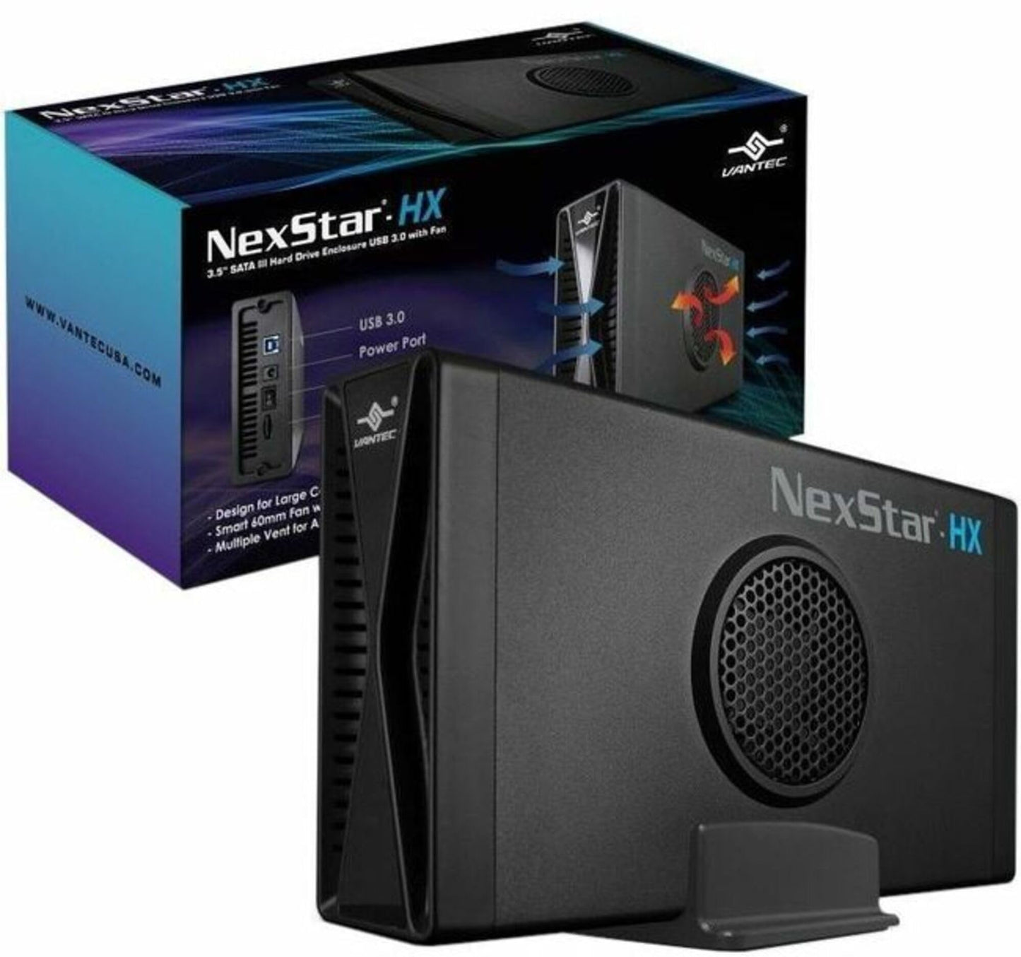 Vantec NexStar HX, 3.5" SATA III Hard Drive Enclosure USB 3.0 With Fan (NST-387S3-BK)