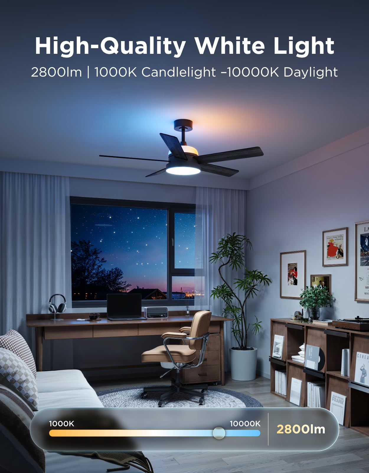 Govee Ceiling Fans with Lights and Remote, RGBIC Smart 52'' flush mount