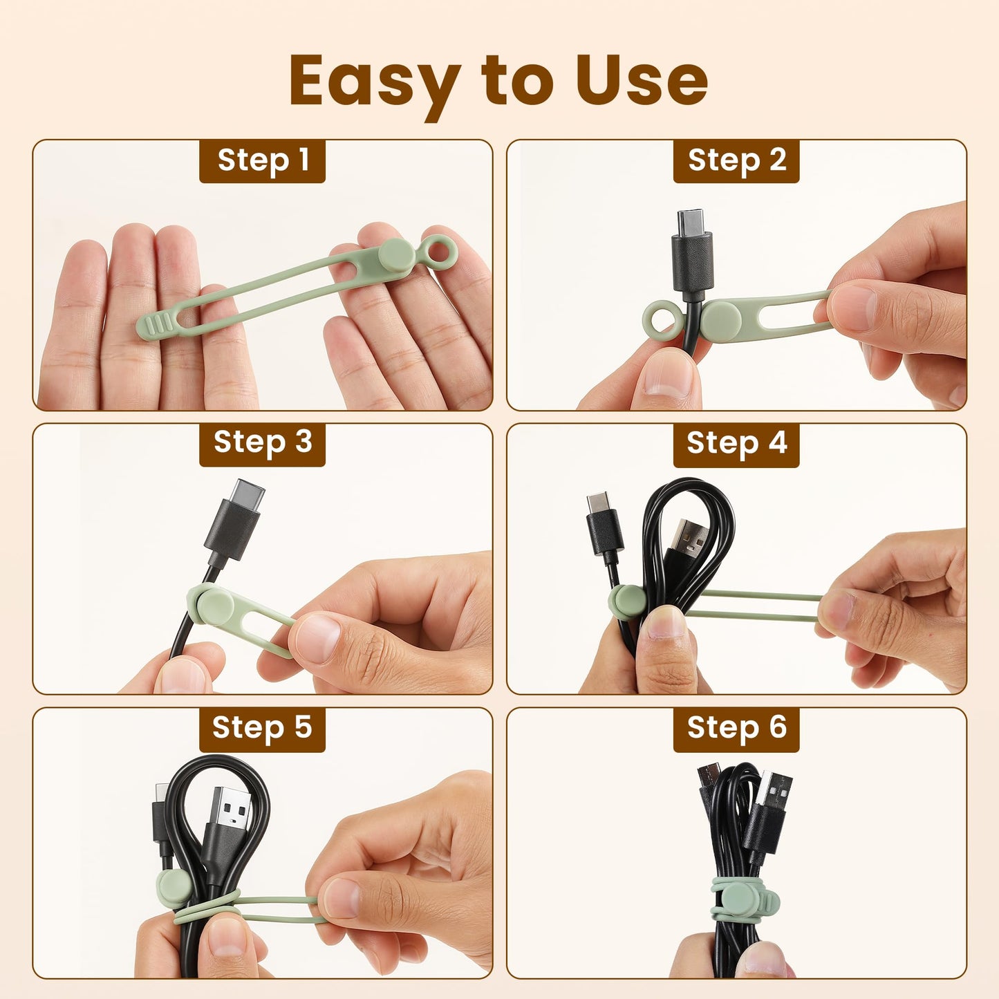 LOOHOI 30Pcs Silicone Cable Ties,Reusable Data Cable Organizer for Office, Multipurpose Elastic Cord Management Ties for Bundling and Fastening Cable