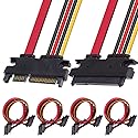 DKARDU 4 Pack 22-pin (7+15) SATA Data and Power Combo Extension Cable, 22-pin (7+15) Sata Male to Female Hard Drive Cable for HDD SDD Optical Drive