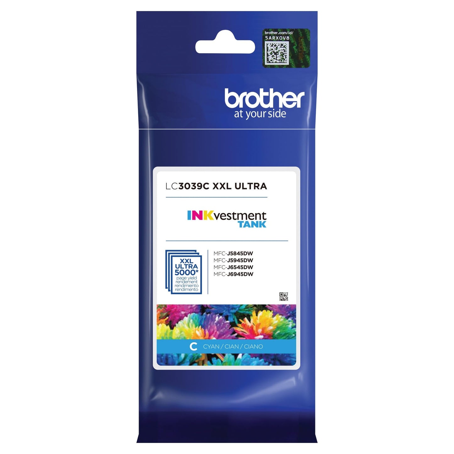 Brother Genuine LC3039C, Single Pack Ultra High-Yield Cyan INKvestment Tank Ink Cartridge, Page Yield Up to 5,000 Pages, LC3039, Amazon Dash