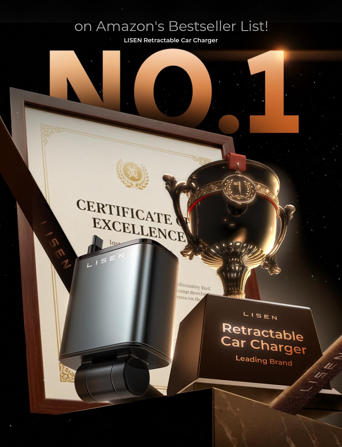 LISEN Retractable Car Charger, for Valentines Day Gifts for him Her, 69W Cars Adapter USB C Fast Charger for iPhone 17 Pro Max 16 14 13, Car Accessories, Birthday Gifts for Men Women 2026 Tech Gadgets