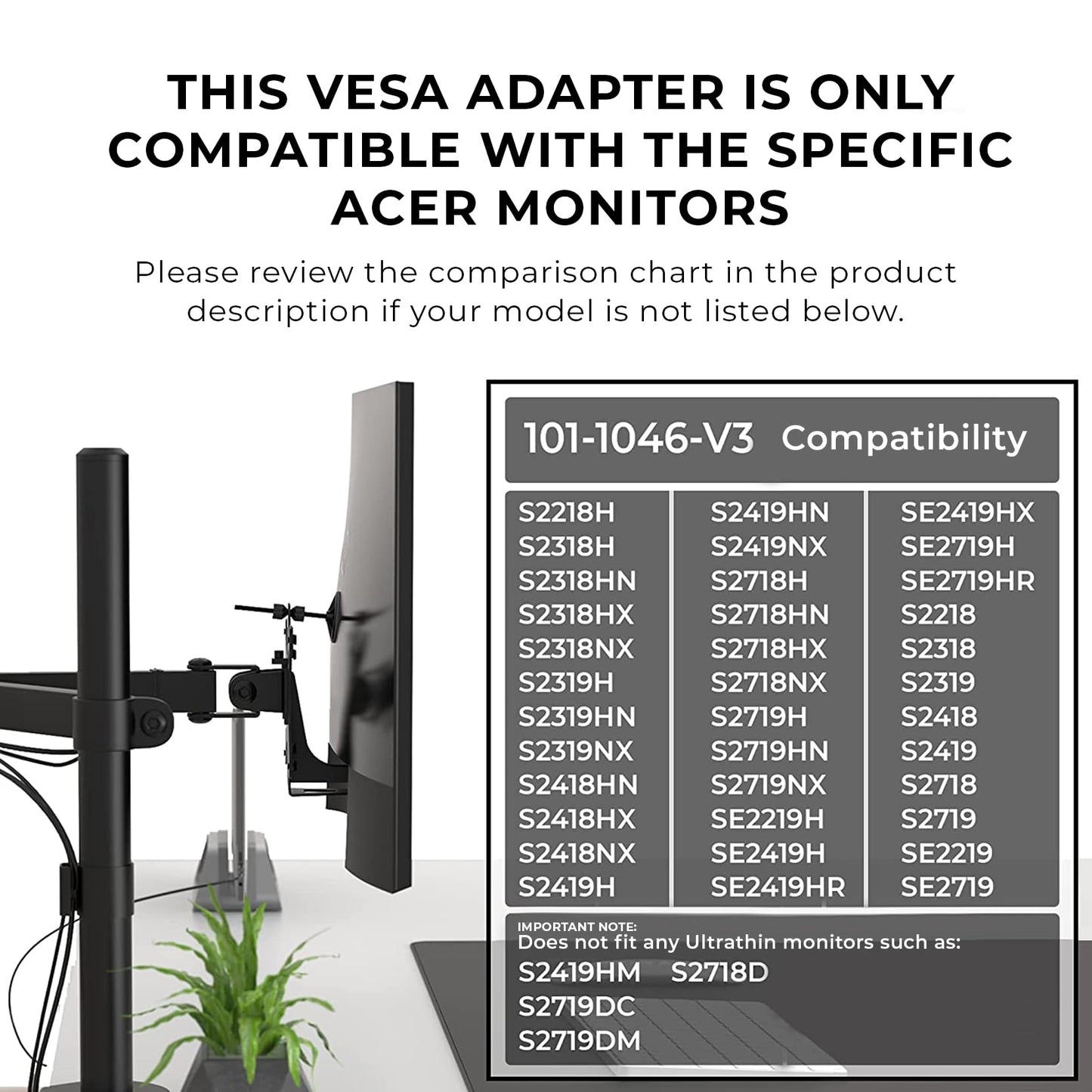 HumanCentric VESA Mount Adapter Compatible with Dell Monitors S2318H, S2318HN, S2318HX, S2318NX, S2319H, S2319HN, S2218H, S2319NX, S2418HN, S2418HX
