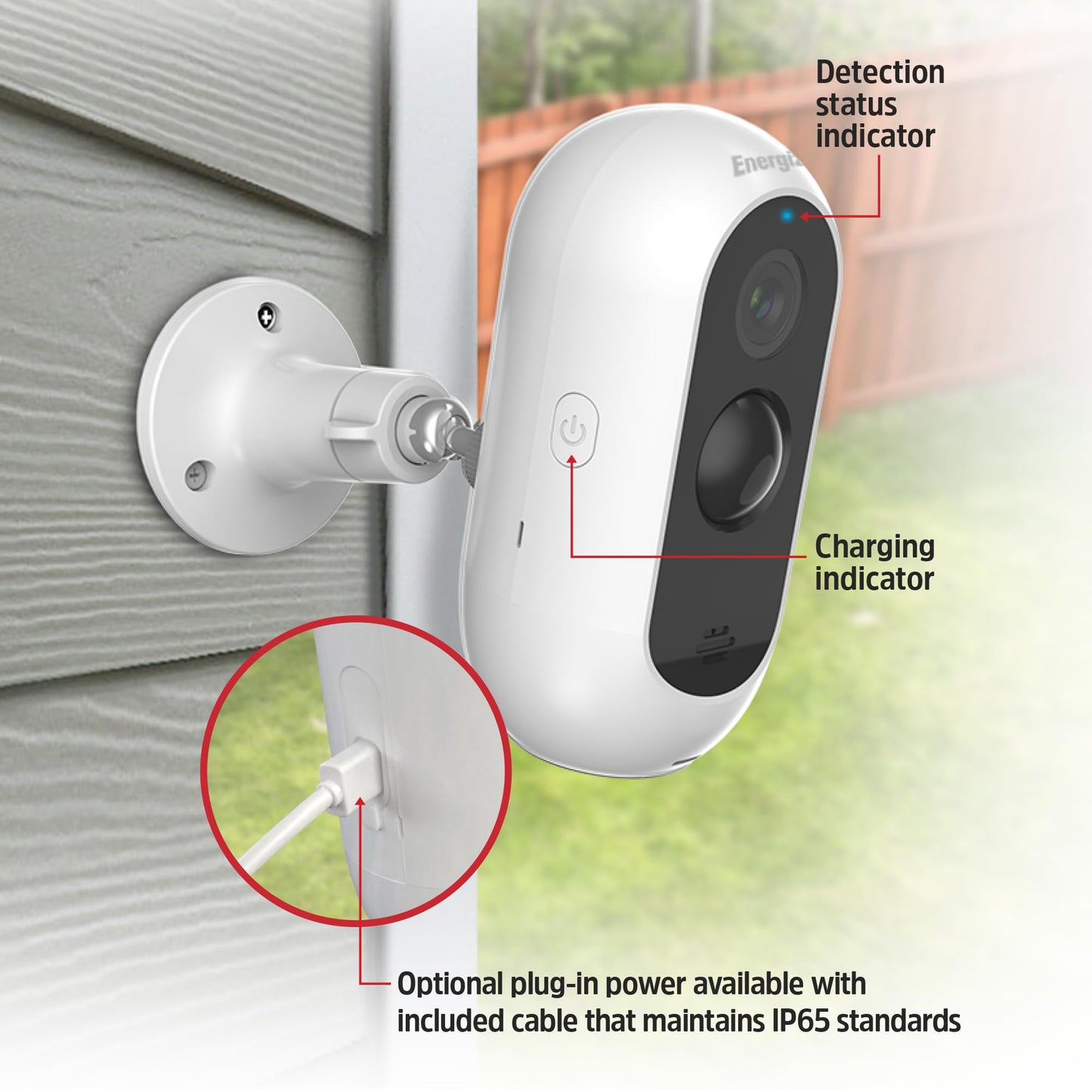 Energizer Smart 2K Outdoor Battery Security Camera, Wireless, Rechargeable, Weather-Resistant, Live View, 2-Way Audio, Night Vision, Motion Alerts