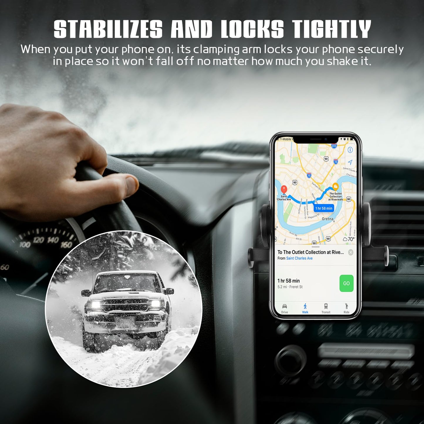 Hovom Phone Holder for Car Vent, Adjustable Car Phone Mount, Auto-Locking Car Air Vent Cell Phone Holder, Stable Vehicle Phone Stand for All