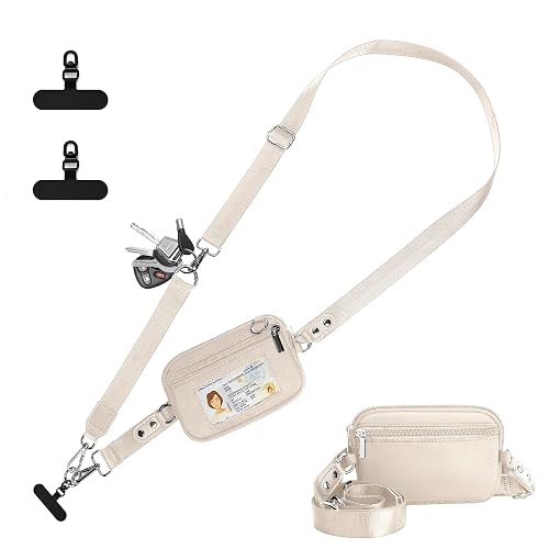 RDGDFONG Clip and Go Strap for Phone with Wallet Crossbody, Phone Lanyard Detachable - Adjustable Crossbody Neck Strap with ID Window, Universal Clip