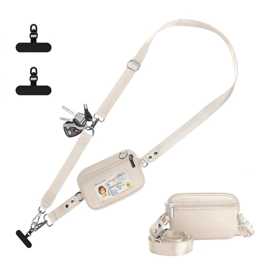 RDGDFONG Clip and Go Strap for Phone with Wallet Crossbody, Phone Lanyard Detachable - Adjustable Crossbody Neck Strap with ID Window, Universal Clip