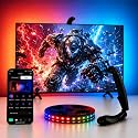 QTU TV Backlight Sync to Screen with Sensor, 18ft RGB LED Light Strip for 75-85” Monitor, Smart App Control, Game & Music Sync Color Lighting