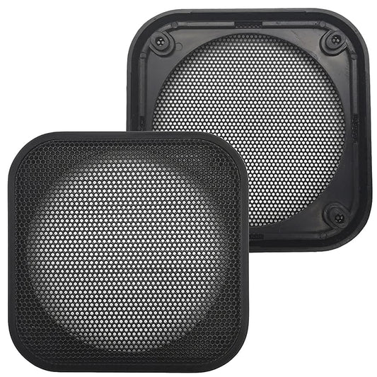 Generic, 2 Pcs for 4 In High Grade Square Speaker Cover Car Audio Decorative Circle Metal Mesh Grill Protection Net 108x108mm4.25x4.25in, Black