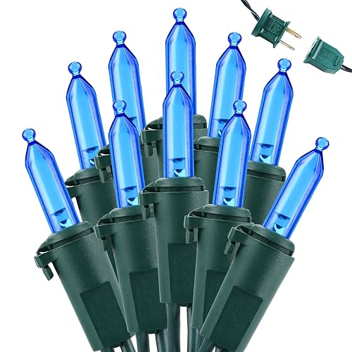 Brizled Blue Christmas Lights, 33ft 100 LED Christmas String Lights, 120V UL Certified Plug-in Xmas Tree Light Connectable Mini Xmas Light Waterproof