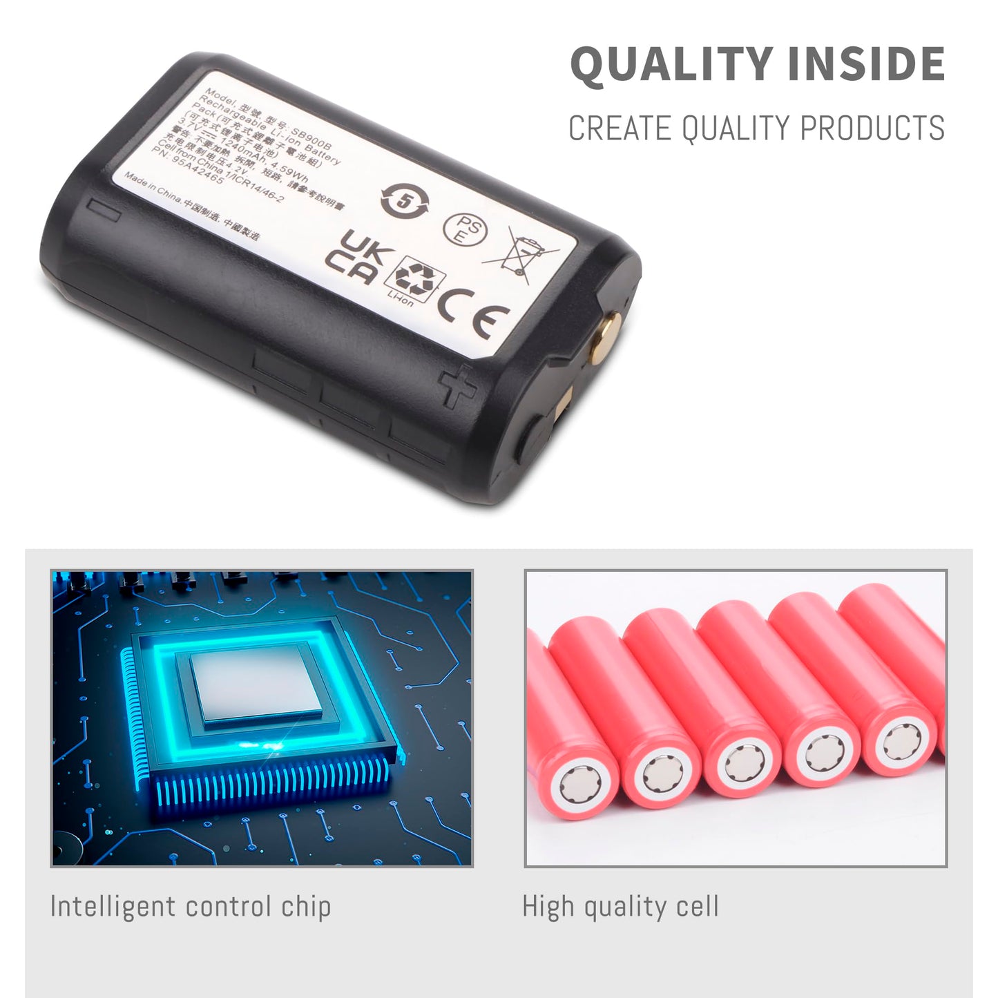 SB900B Lithium-Ion battery Replacement Compatible for Shure P3RA, P9RA+, P10R+ Receivers SB900 SB900A SB900B SB900C, ULX-D, QLX-D, AD Transmitters All