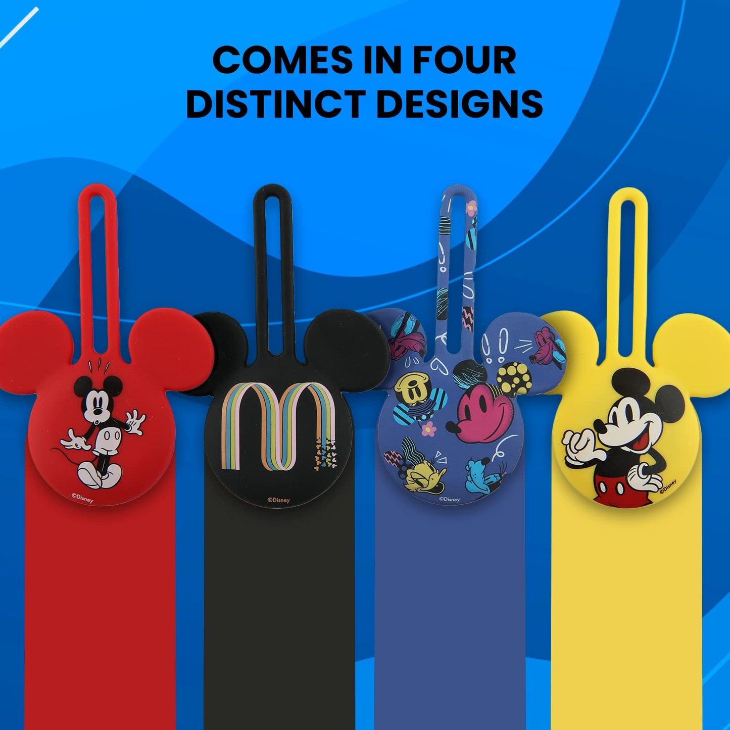 Disney Mickey Mouse Ears 4-Pack Silicone Airtag Holder Case- 4 Airtag Keychain Holder Included- Disneyland Accessory for Backpack/Keys/Pet - Keychain