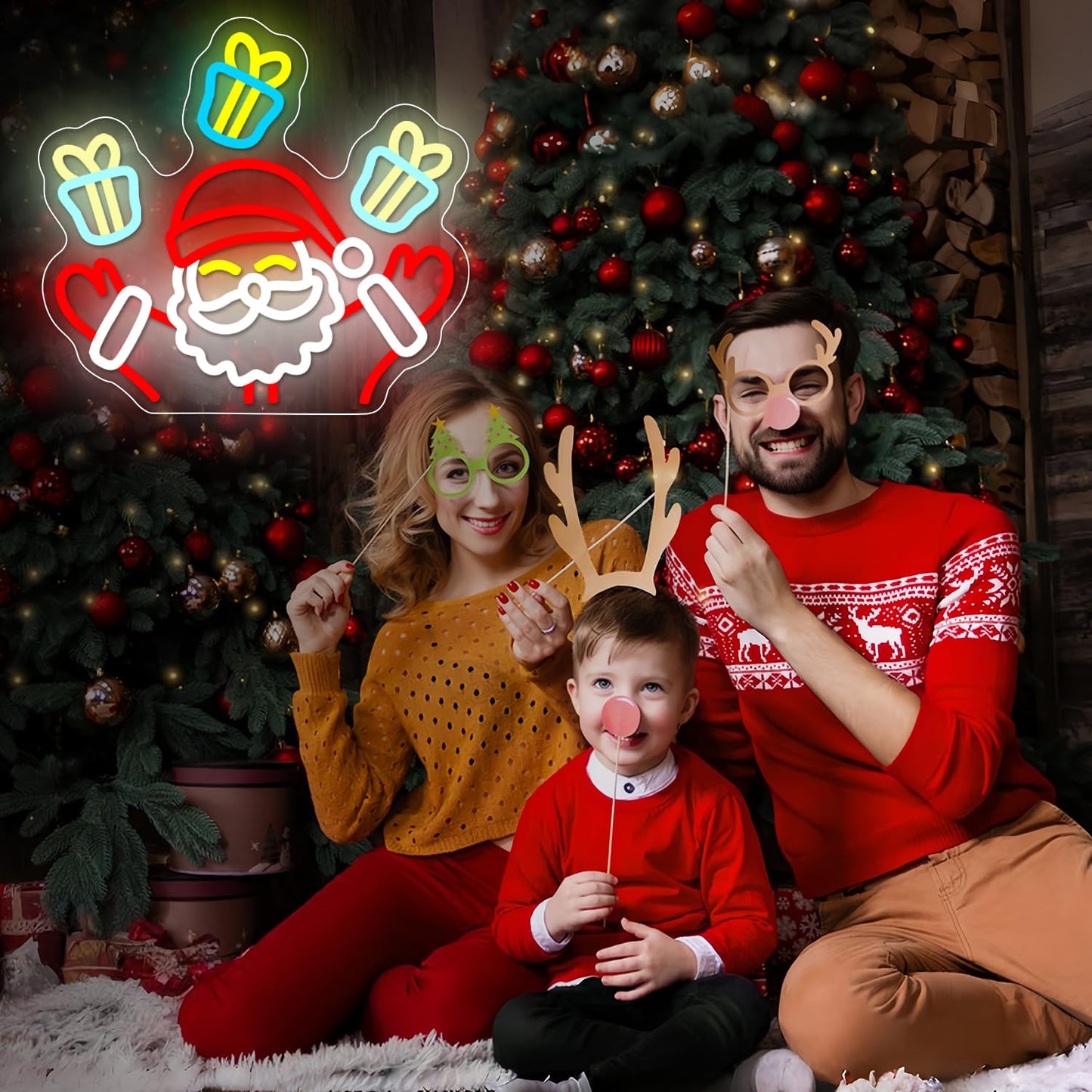 Santa Claus Neon Sign Christmas Neon Sign for Christmas Decoration Waving Santa Window Light Dimmable Neon Santa Sign for Holiday Party Home Bar
